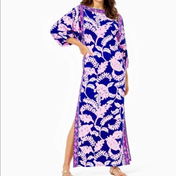 Lilly Pulitzer Silva Maxi in the "Galaxy Blue What The Shell"  size 2 - Picture 6 of 9
